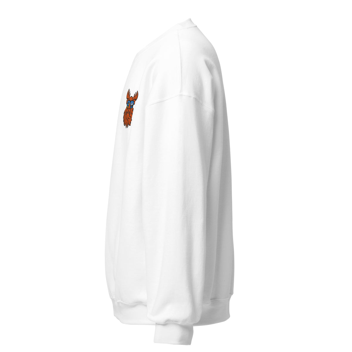 Tropical Moose Embroidered Crewneck in White, left side view