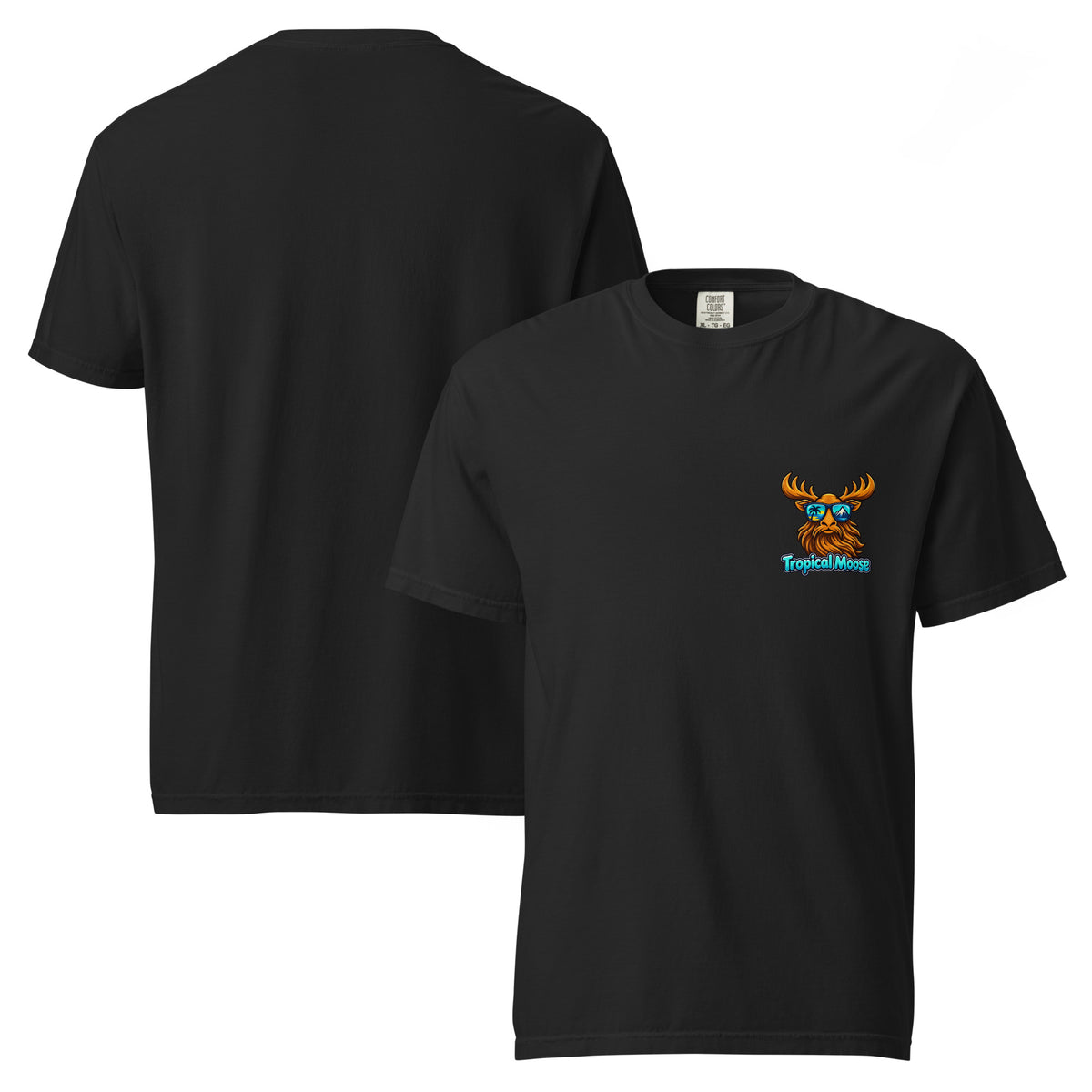 Surf Moose Classic Tee in Black, front and back views