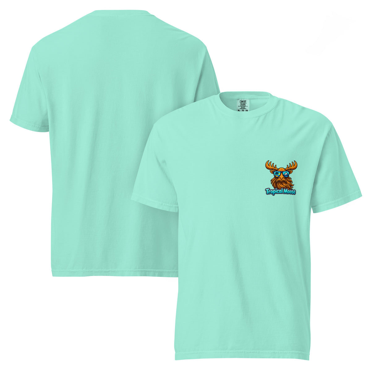 Surf Moose Classic Tee in Chalky Mint, front and back views
