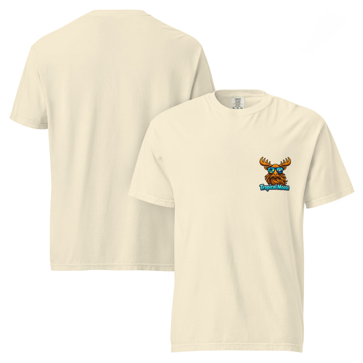 Surf Moose Classic Tee in Ivory, front and back views