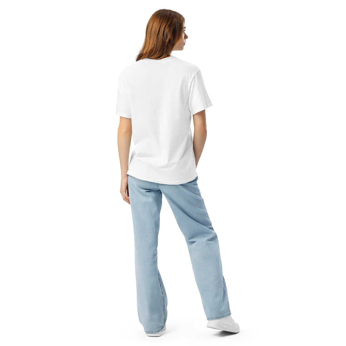 Surf Moose Classic Tee in White, back view with Surf Moose print