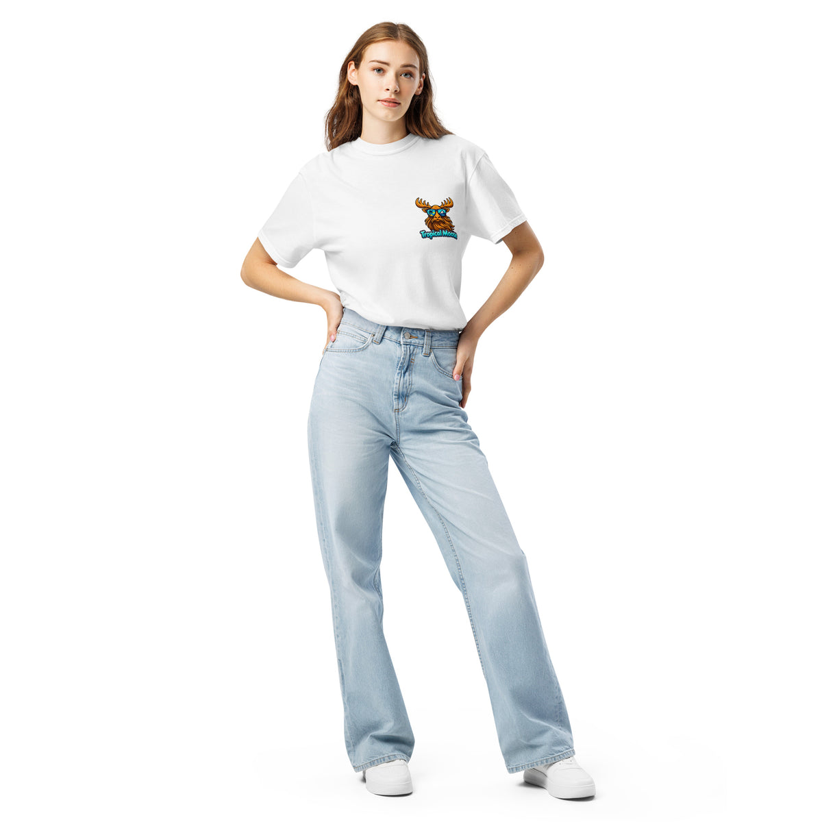 Surf Moose Classic Tee in White, front view