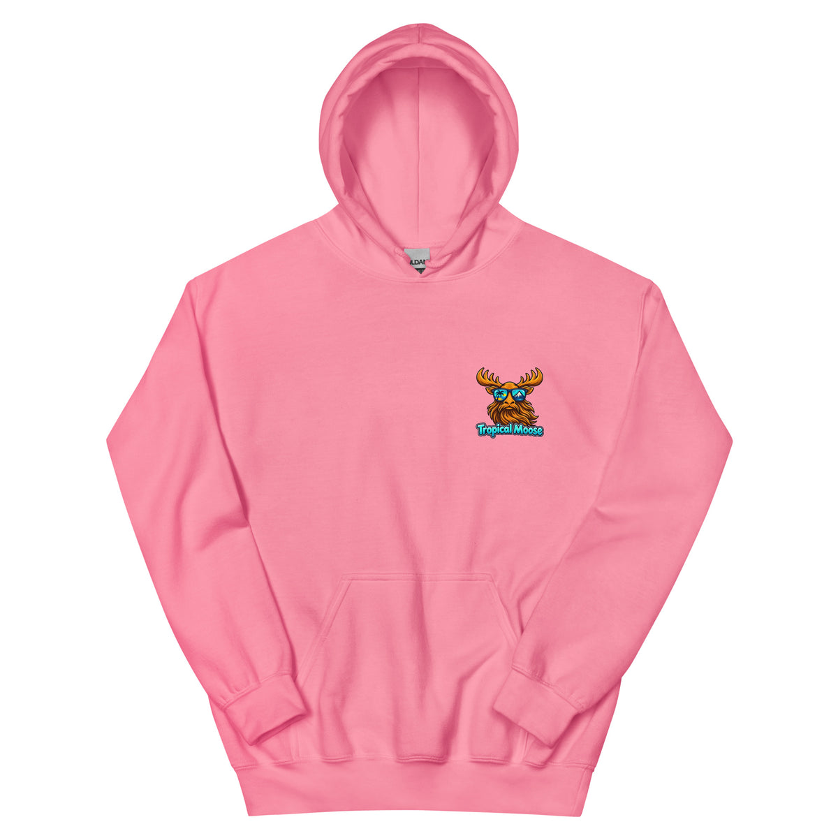 Surf Moose Pullover Hoodie in Azalea pink, front view
