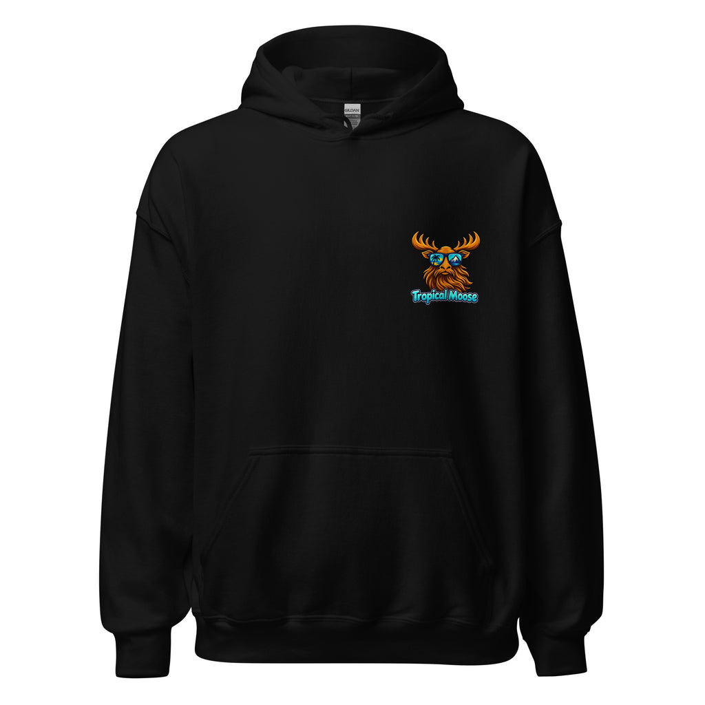 Surf Moose Pullover Hoodie in Black, front view
