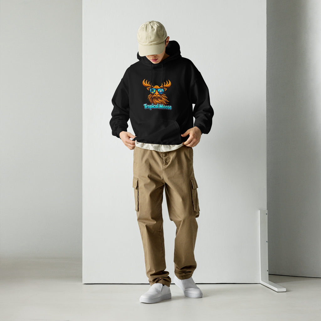 Tropical Moose Big Logo Hoodie in Black, alternate front view