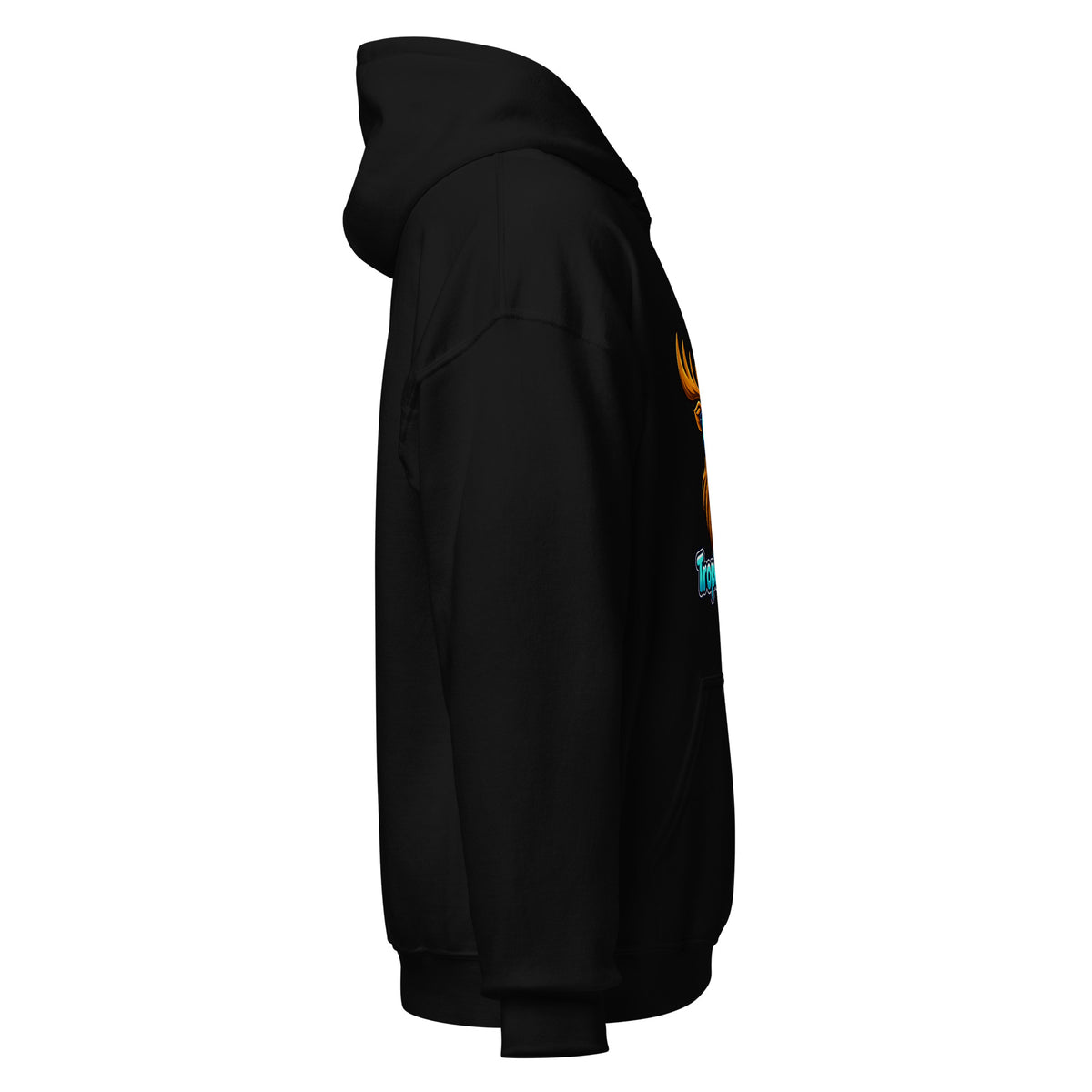 Tropical Moose Big Logo Hoodie in Black, side view