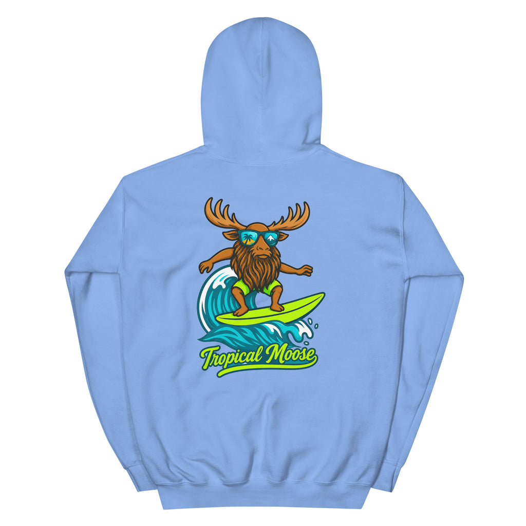 Surf Moose Pullover Hoodie in Carolina Blue, back view