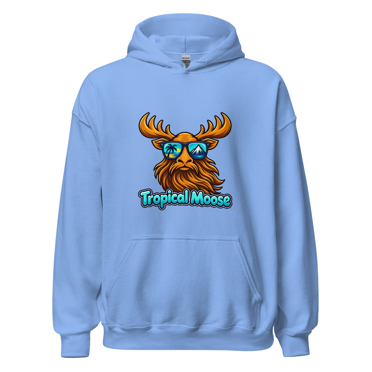 Tropical Moose Big Logo Hoodie in Carolina Blue, front view