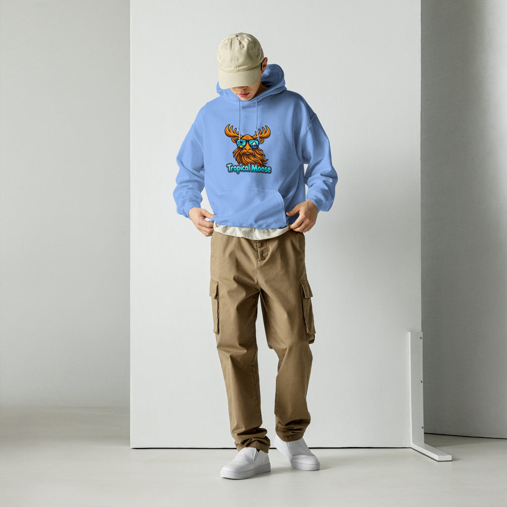 Tropical Moose Big Logo Hoodie in Carolina Blue, alternate front view