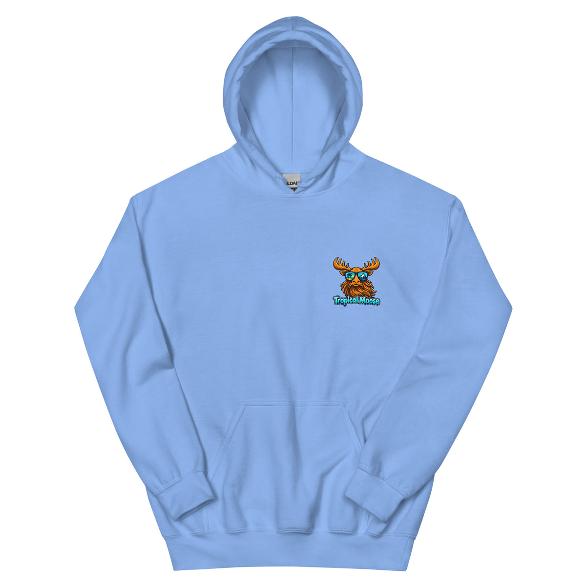 Surf Moose Pullover Hoodie in Carolina Blue, front view