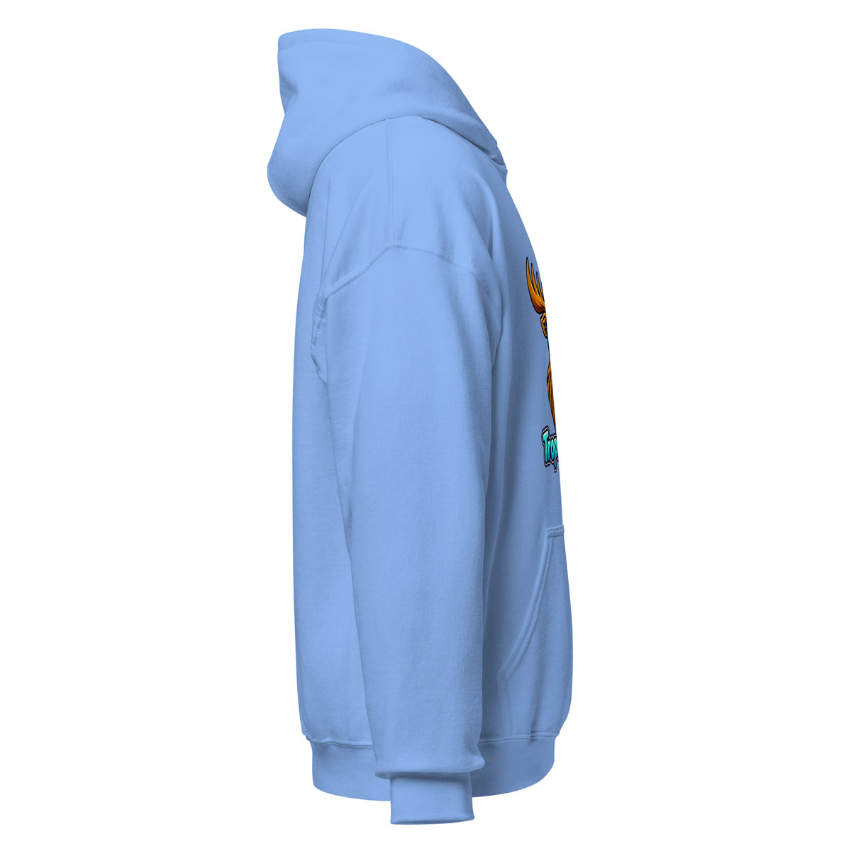 Tropical Moose Big Logo Hoodie in Carolina Blue, side view