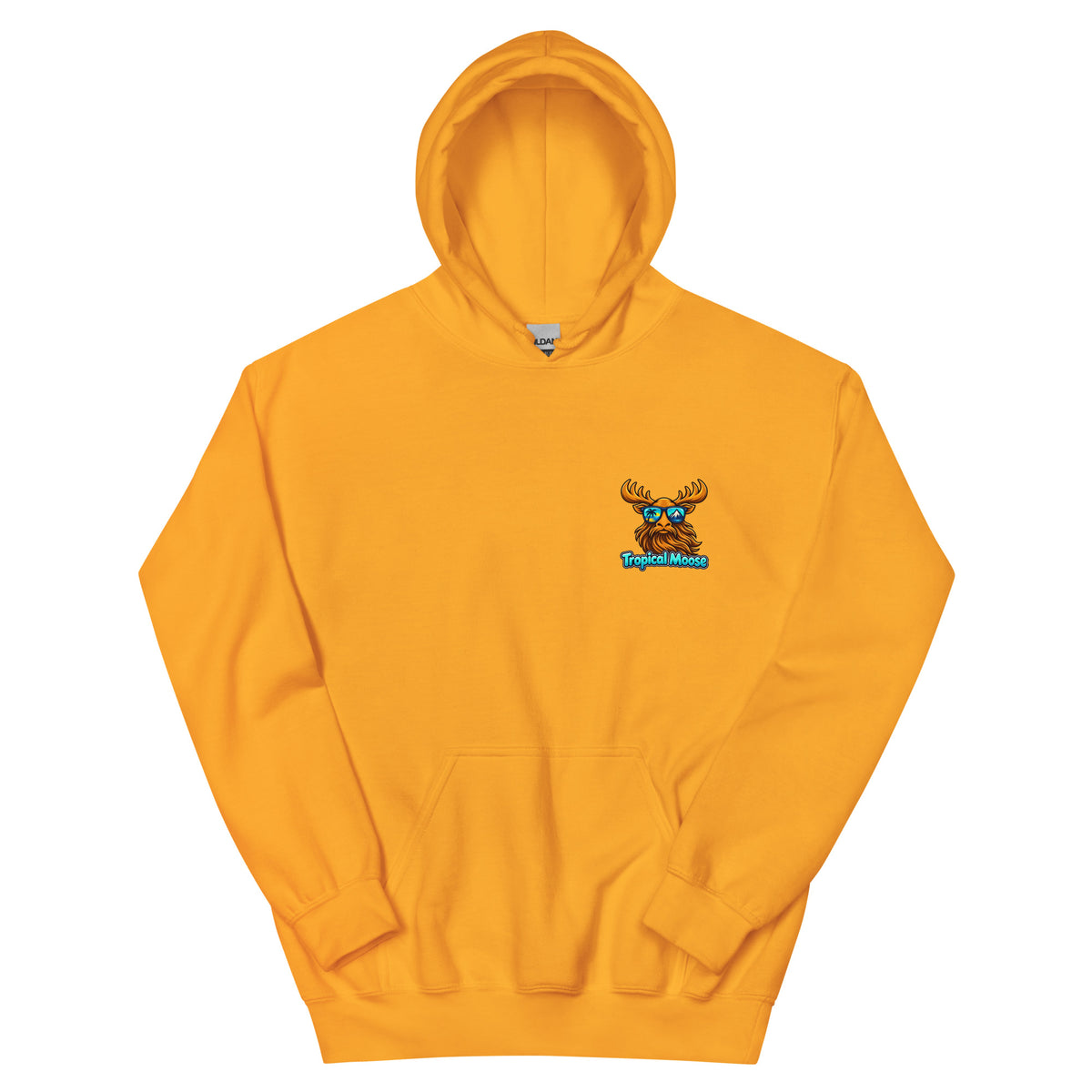 Surf Moose Pullover Hoodie in Gold, front view