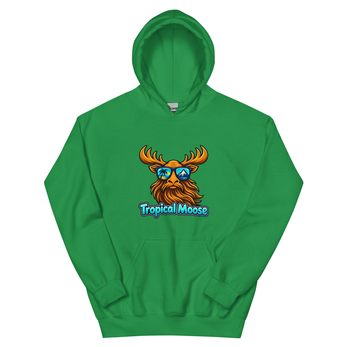 Tropical Moose Big Logo Hoodie in Irish Green, front view