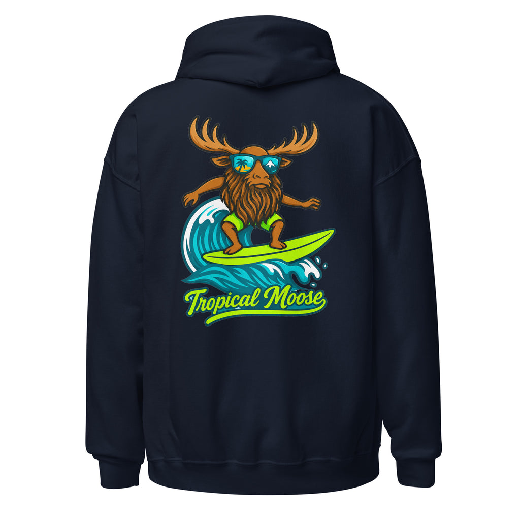 Surf Moose Pullover Hoodie in Navy, back view