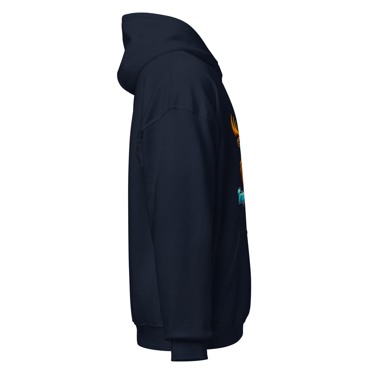 Tropical Moose Big Logo Hoodie in Navy, side view