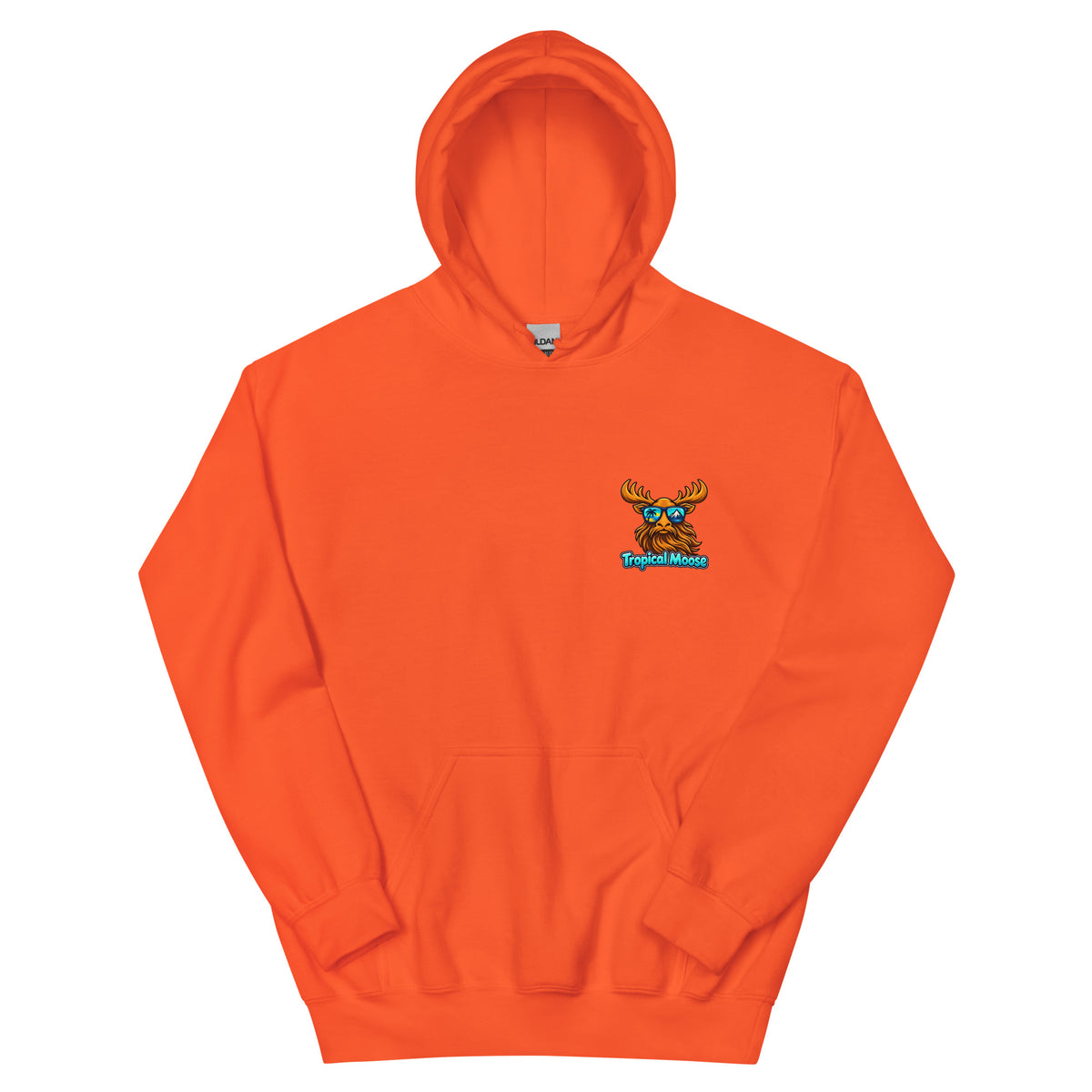 Surf Moose Pullover Hoodie in Orange, front view