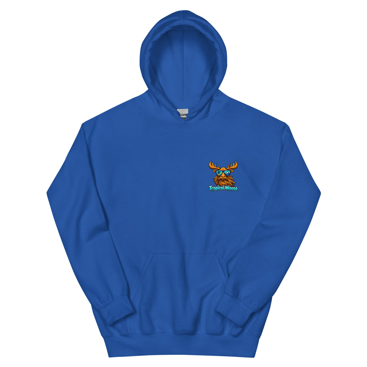 Surf Moose Pullover Hoodie in Royal Blue, front view