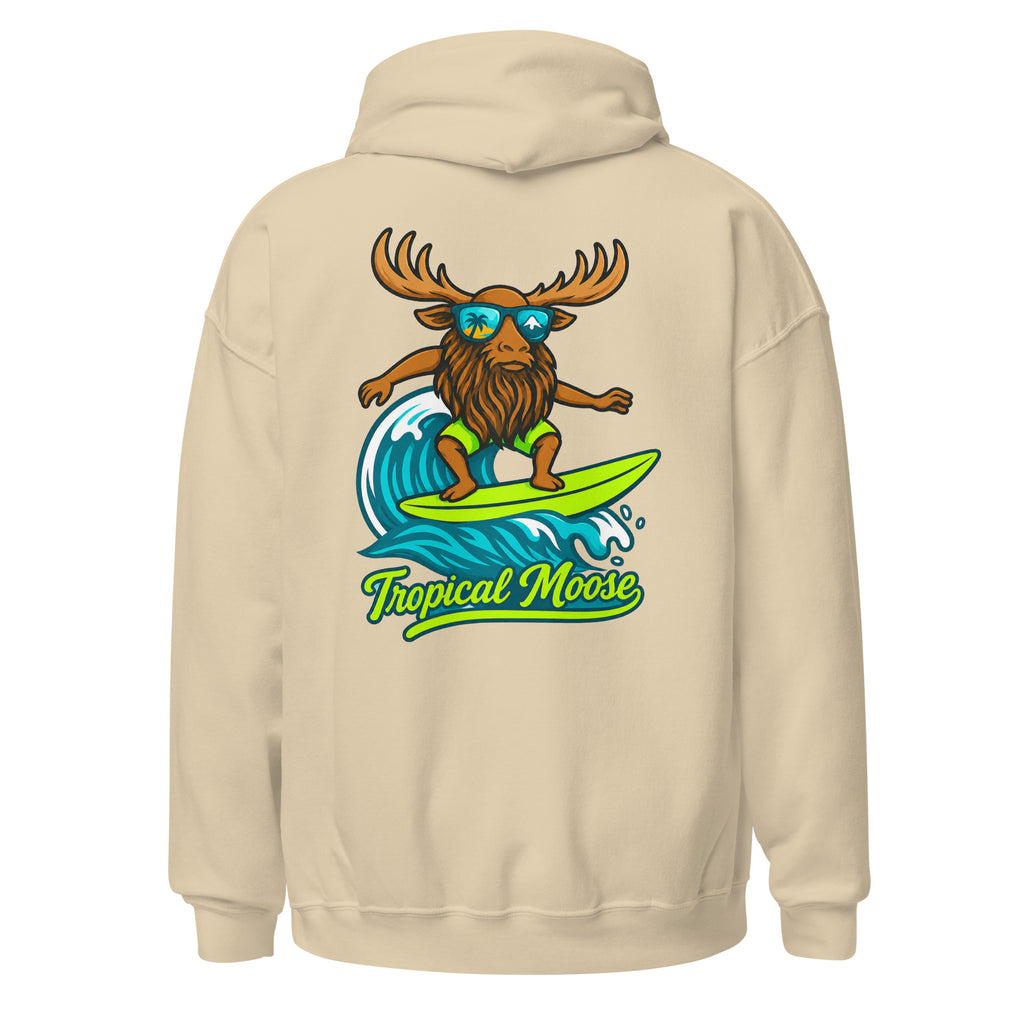 Surf Moose Pullover Hoodie in Sand, back view