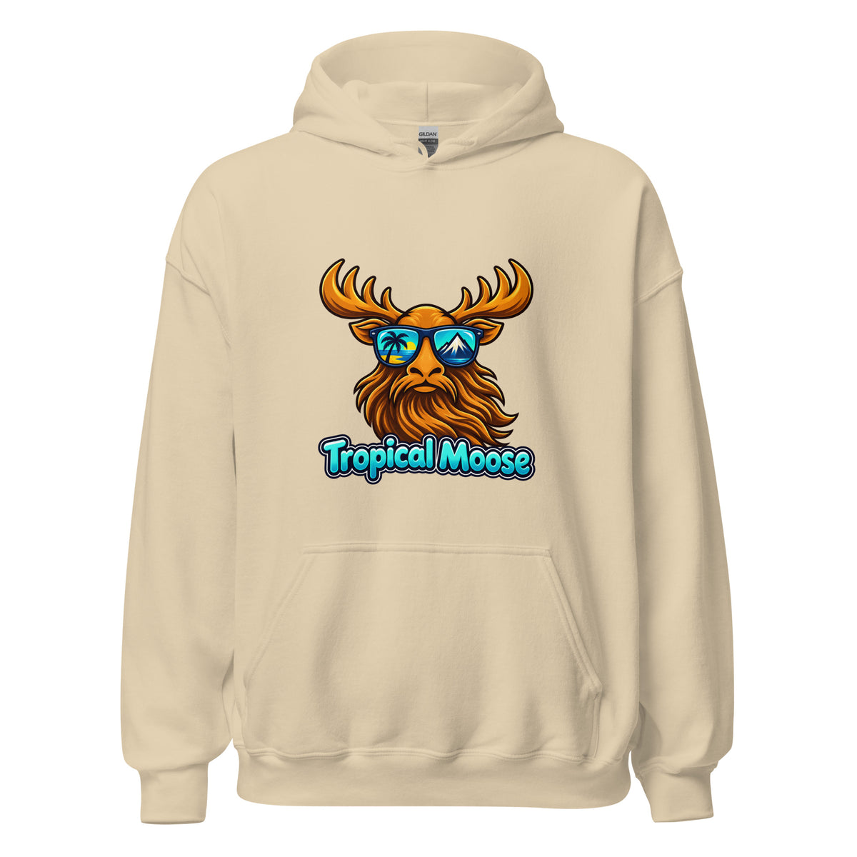 Tropical Moose Big Logo Hoodie in Sand, front view