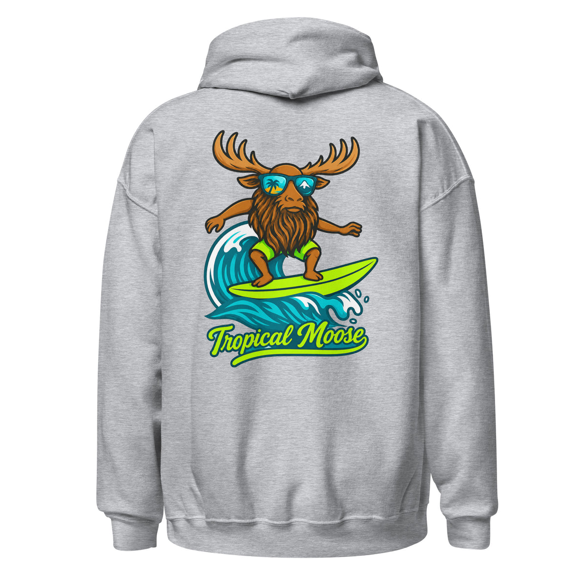 Surf Moose Pullover Hoodie in Sport Grey, back view