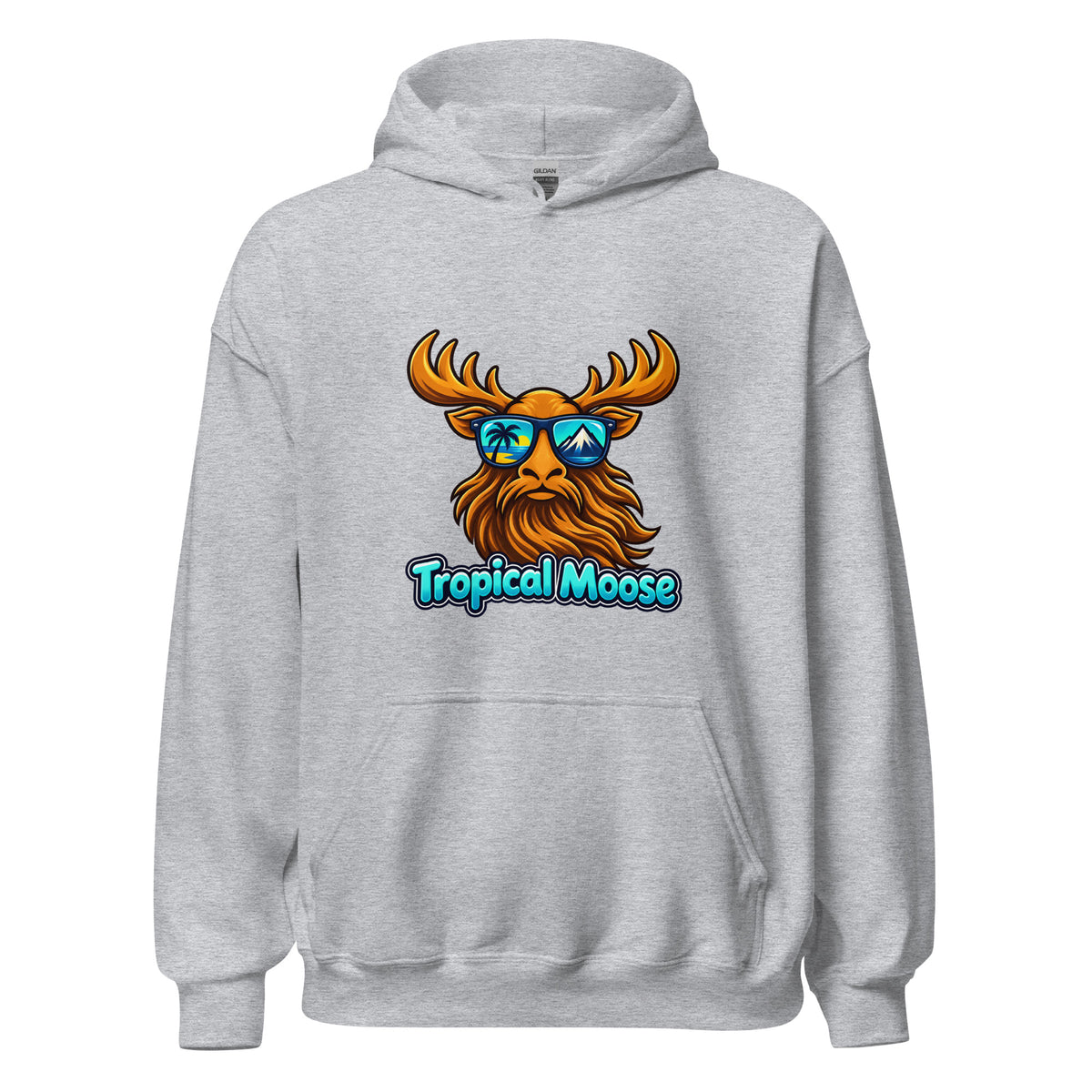 Tropical Moose Big Logo Hoodie in Sport Grey, front view