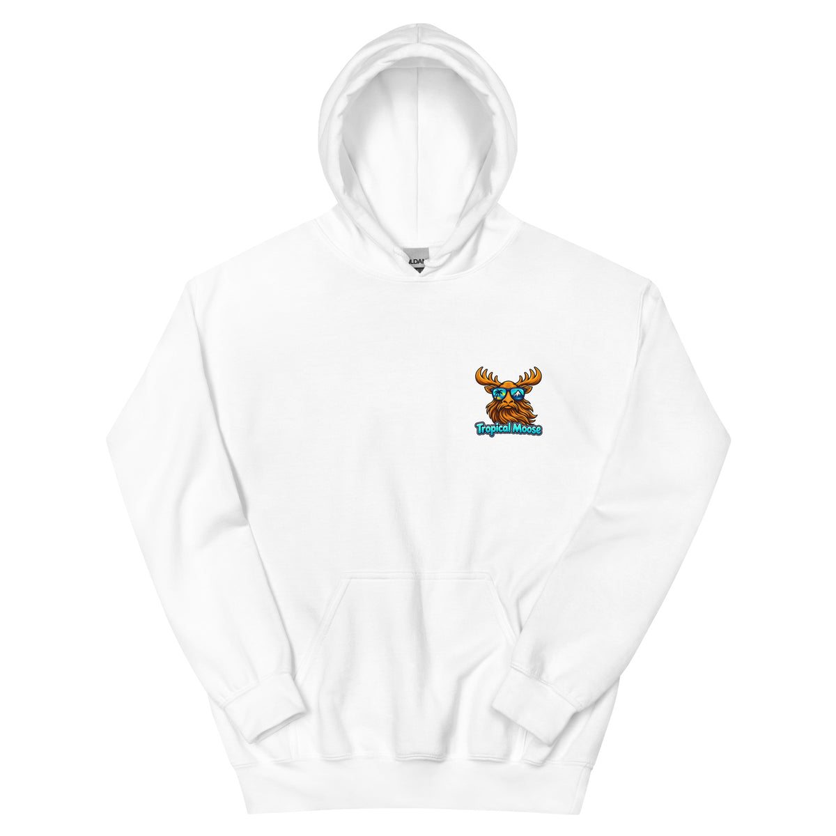 Surf Moose Pullover Hoodie in White, front view