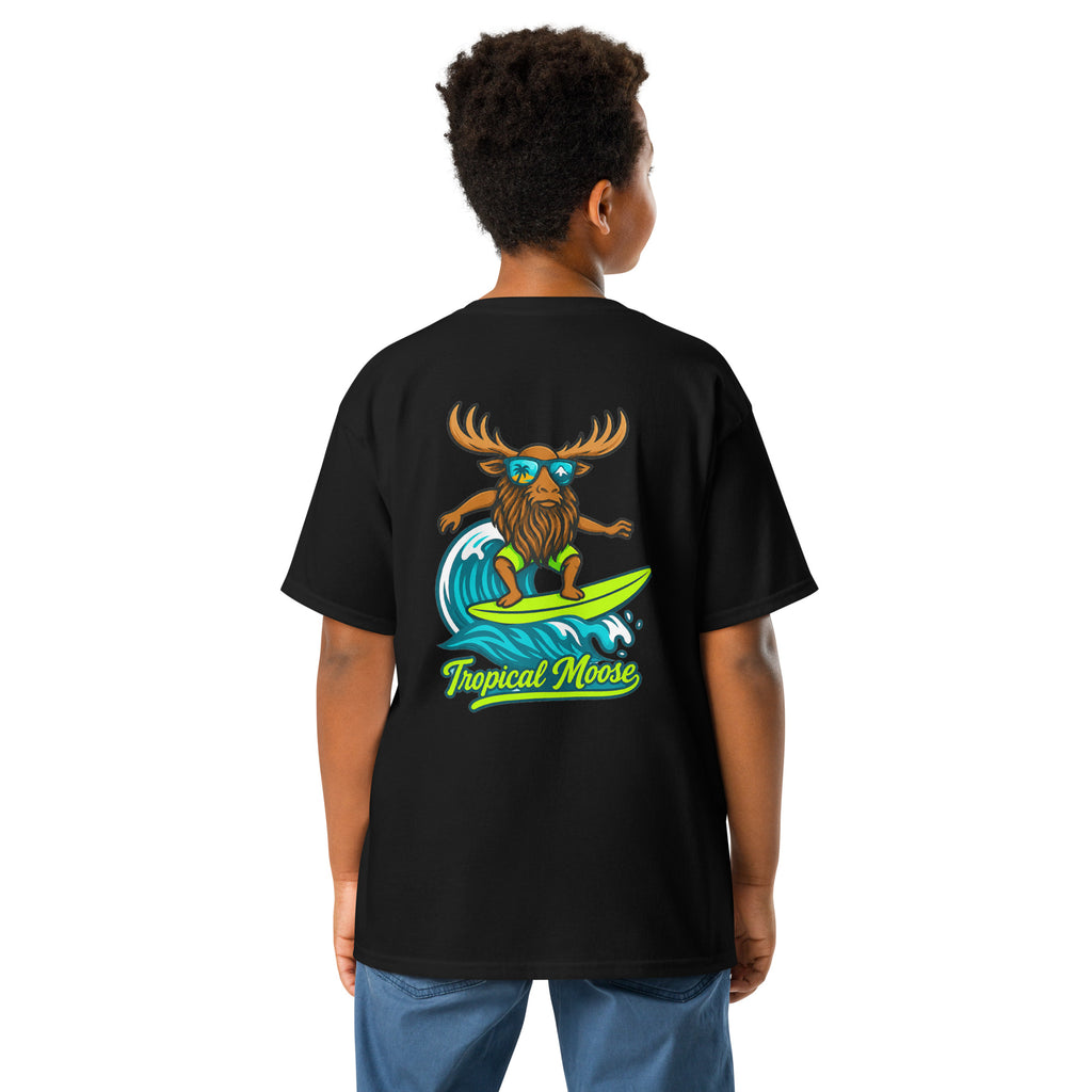 Mini Moose Kids Surf Tee in Black, alternate back view