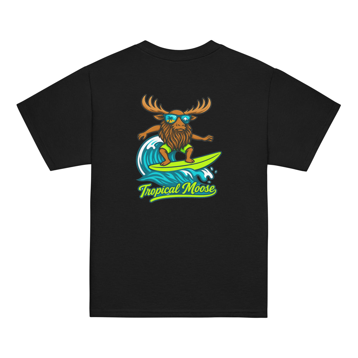 Mini Moose Kids Surf Tee in Black, back view