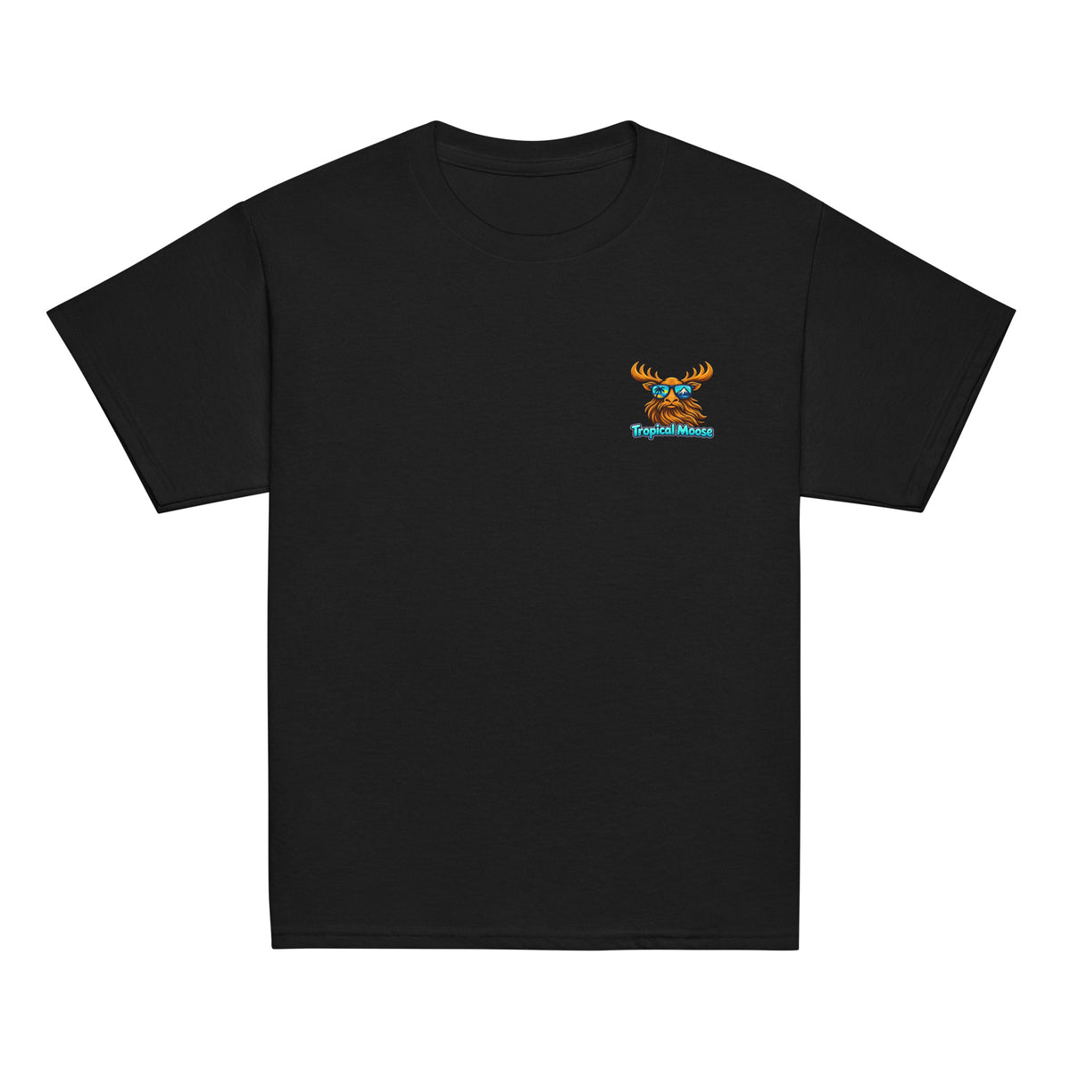 Mini Moose Kids Surf Tee in Black, front view