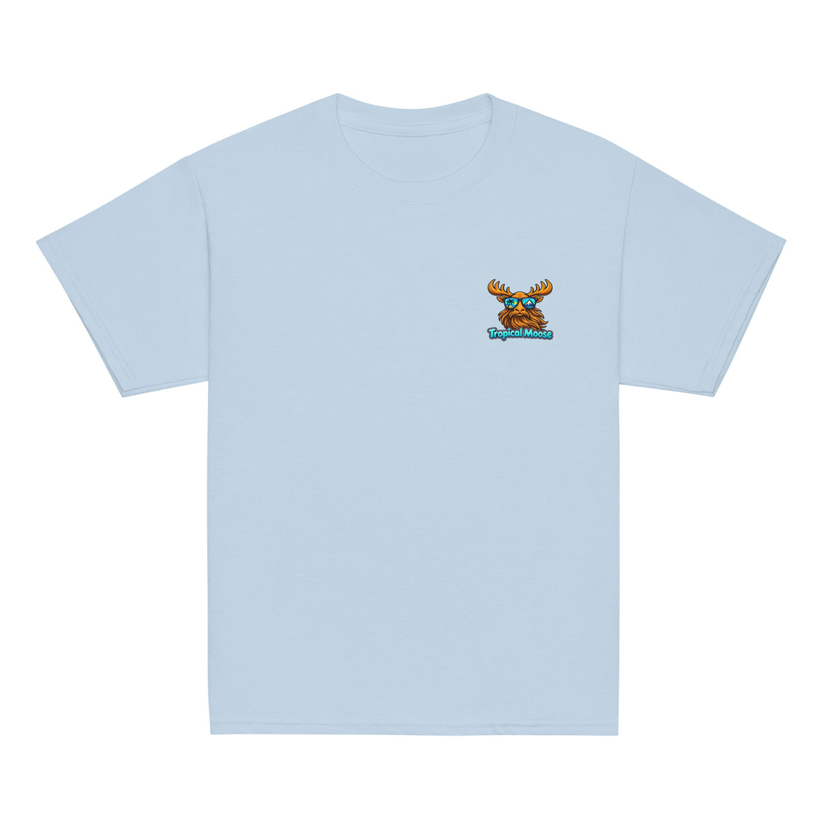 Mini Moose Kids Surf Tee in Light Blue, front view
