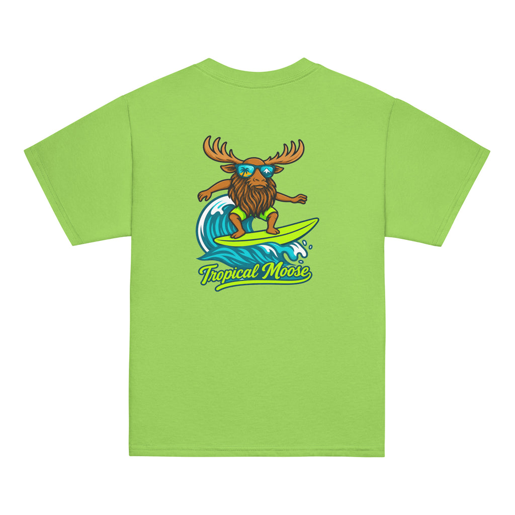 Mini Moose Kids Surf Tee in Lime, back view