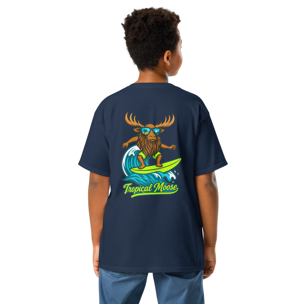 Mini Moose Kids Surf Tee in Navy, alternate back view