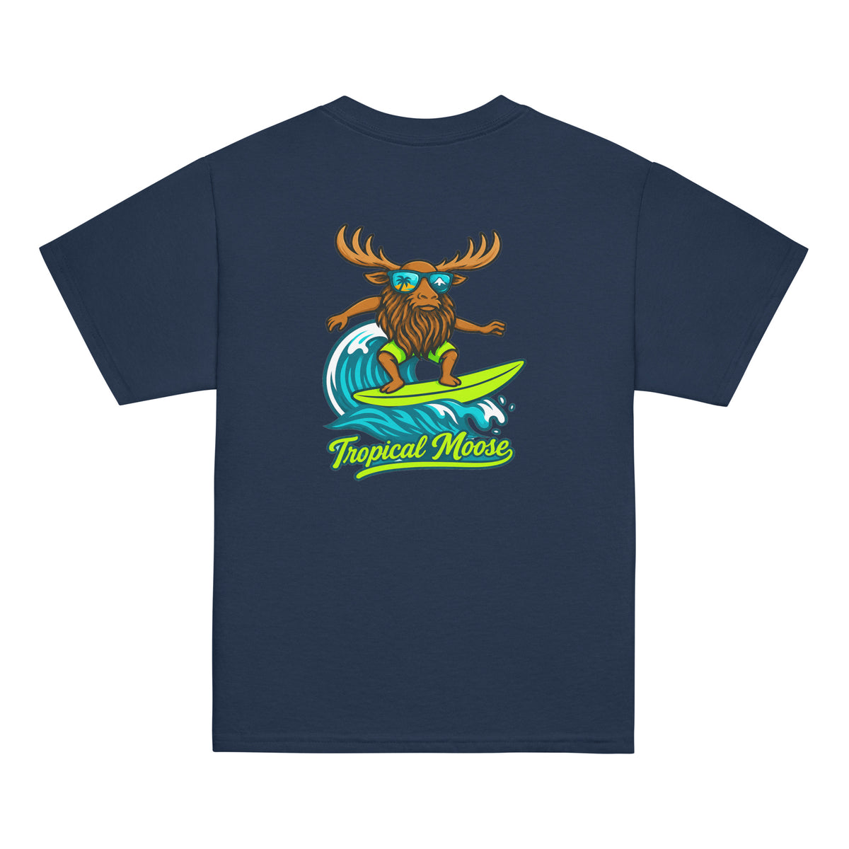 Mini Moose Kids Surf Tee in Navy, back view