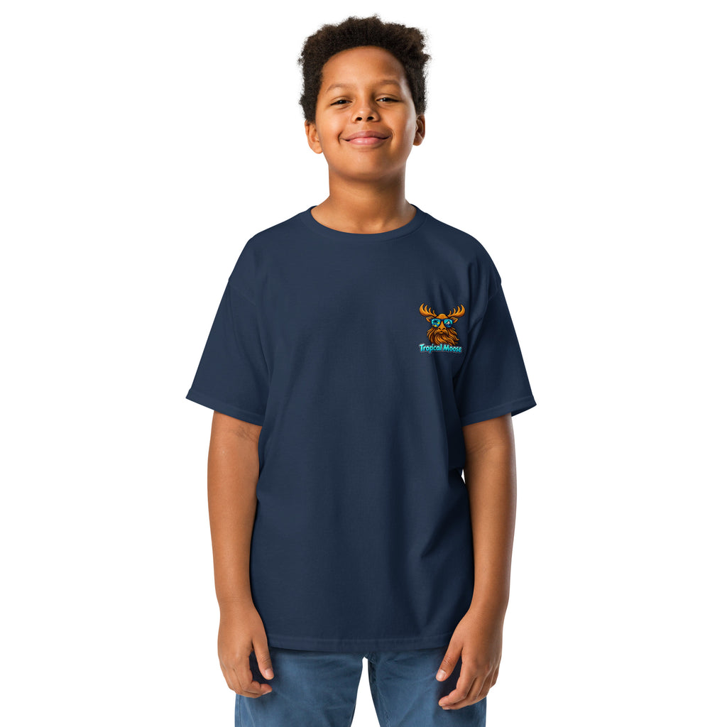 Mini Moose Kids Surf Tee in Navy, alternate front view