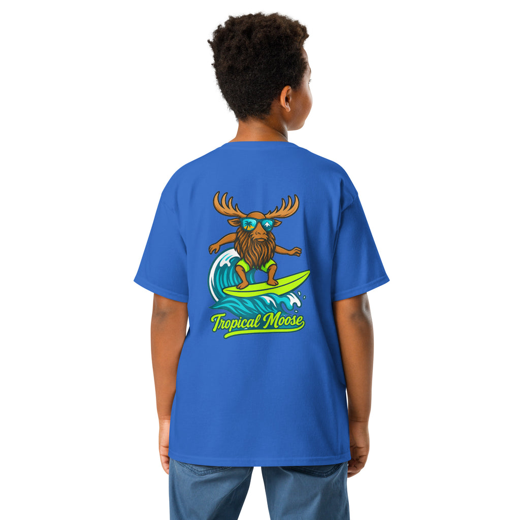 Mini Moose Kids Surf Tee in Royal Blue, alternate back view
