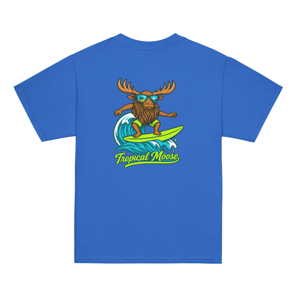 Mini Moose Kids Surf Tee in Royal Blue, back view