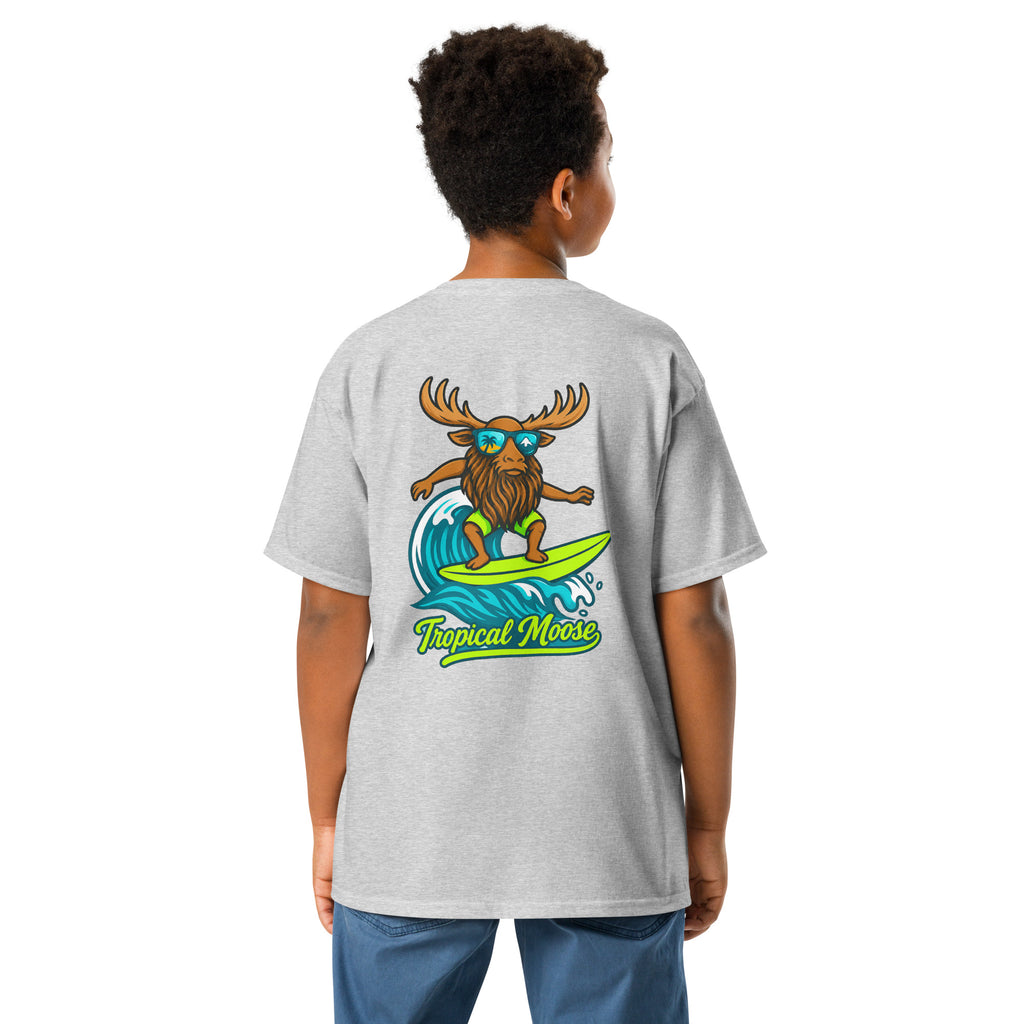 Mini Moose Kids Surf Tee in Sport Grey, back view