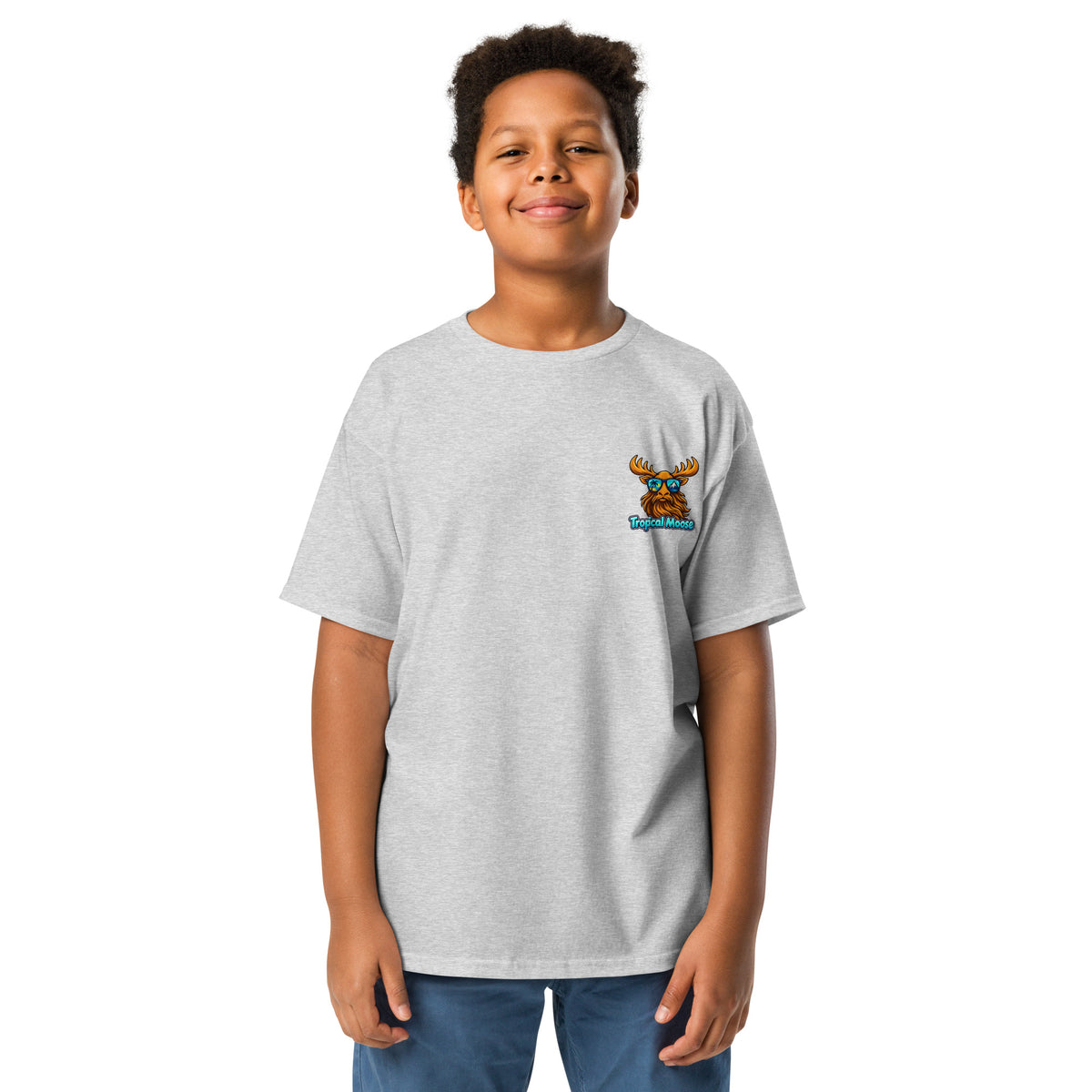 Mini Moose Kids Surf Tee in Sport Grey, front view