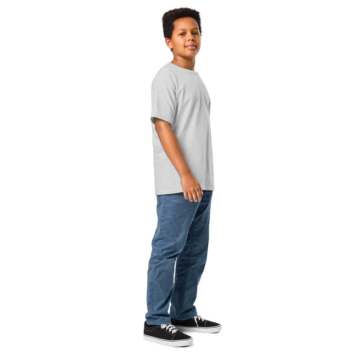 Mini Moose Kids Surf Tee in Sport Grey, angled front view