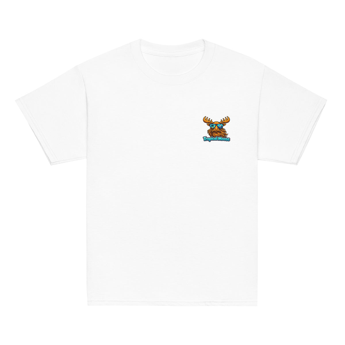 Mini Moose Kids Surf Tee in White, front view