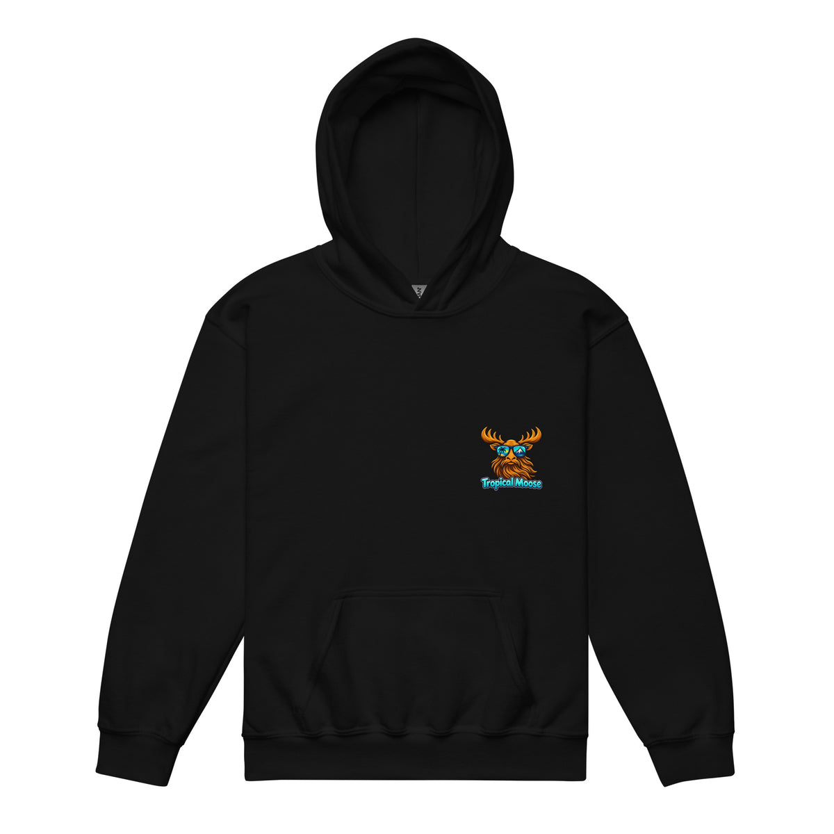 Mini Moose Kids Surf Hoodie in Black, front view