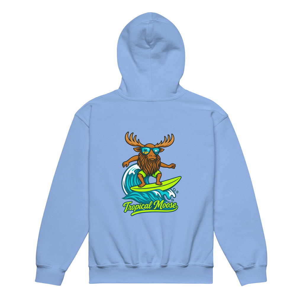 Mini Moose Kids Surf Hoodie in Carolina Blue, back view