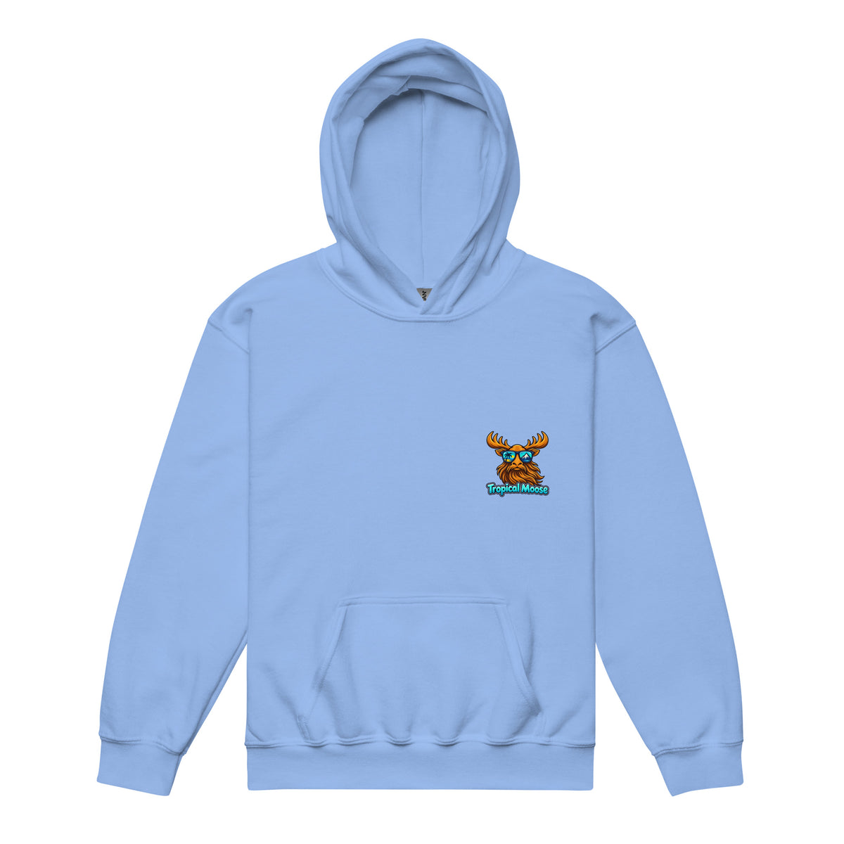 Mini Moose Kids Surf Hoodie in Carolina Blue, front view