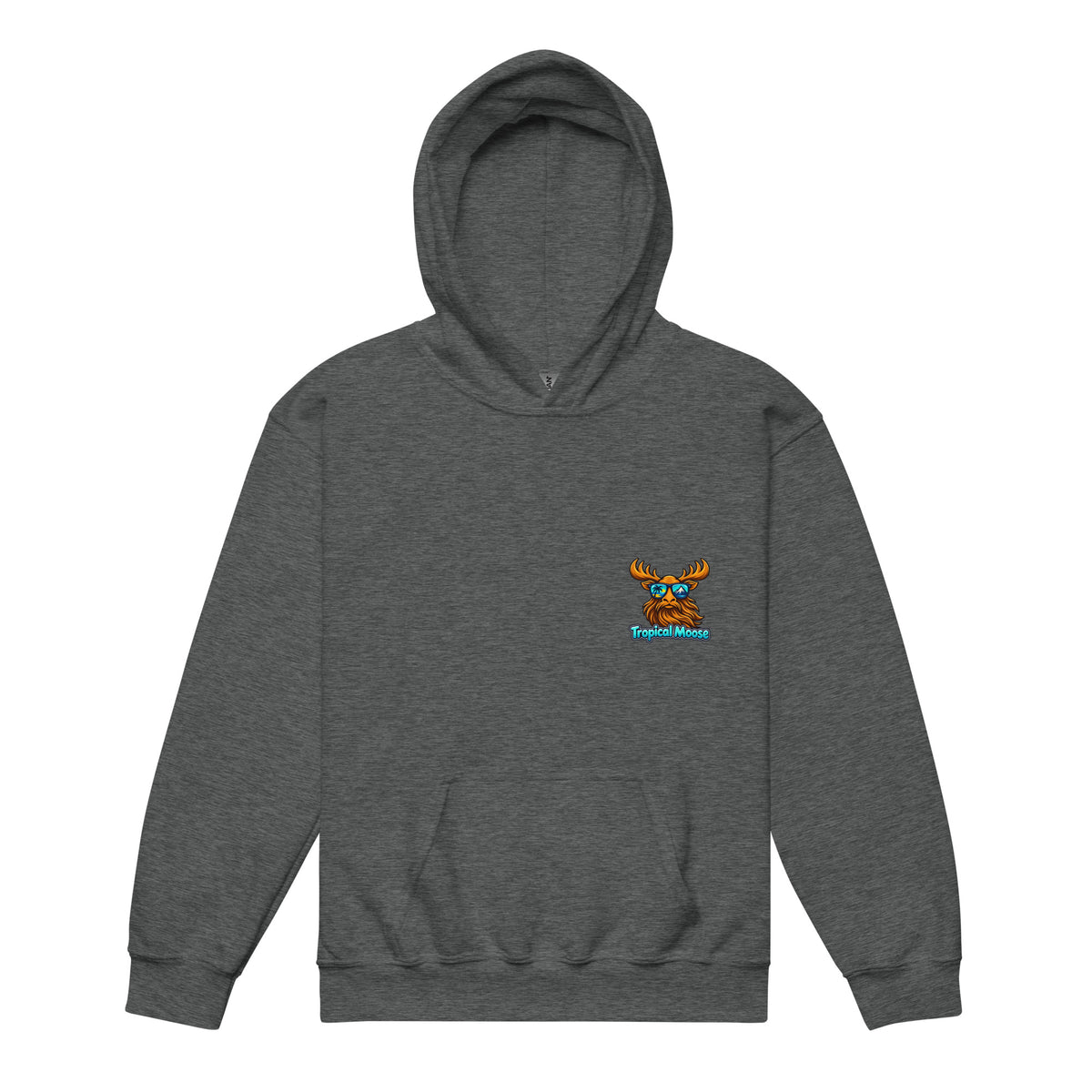 Mini Moose Kids Surf Hoodie in Dark Heather, front view