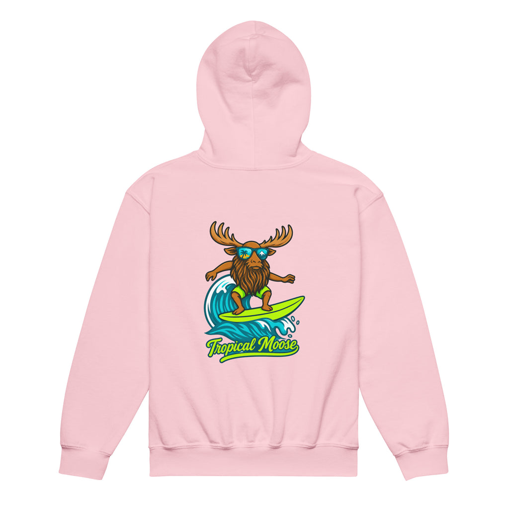 Mini Moose Kids Surf Hoodie in Light Pink, back view