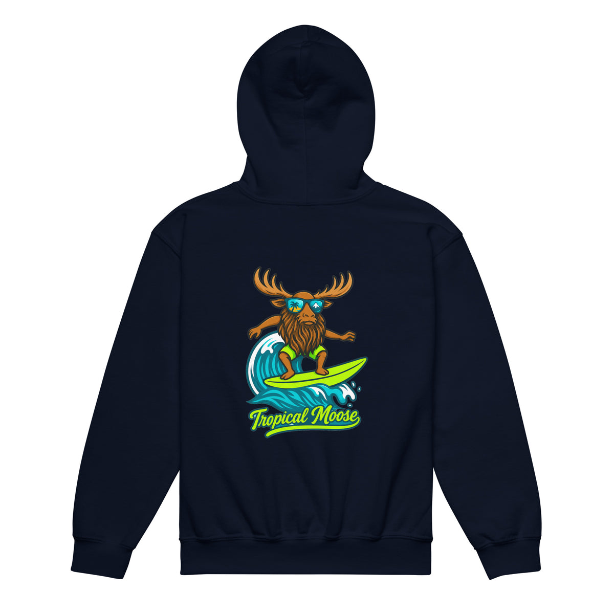 Mini Moose Kids Surf Hoodie in Navy, back view