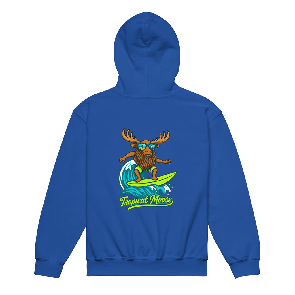 Mini Moose Kids Surf Hoodie in Royal Blue, back view
