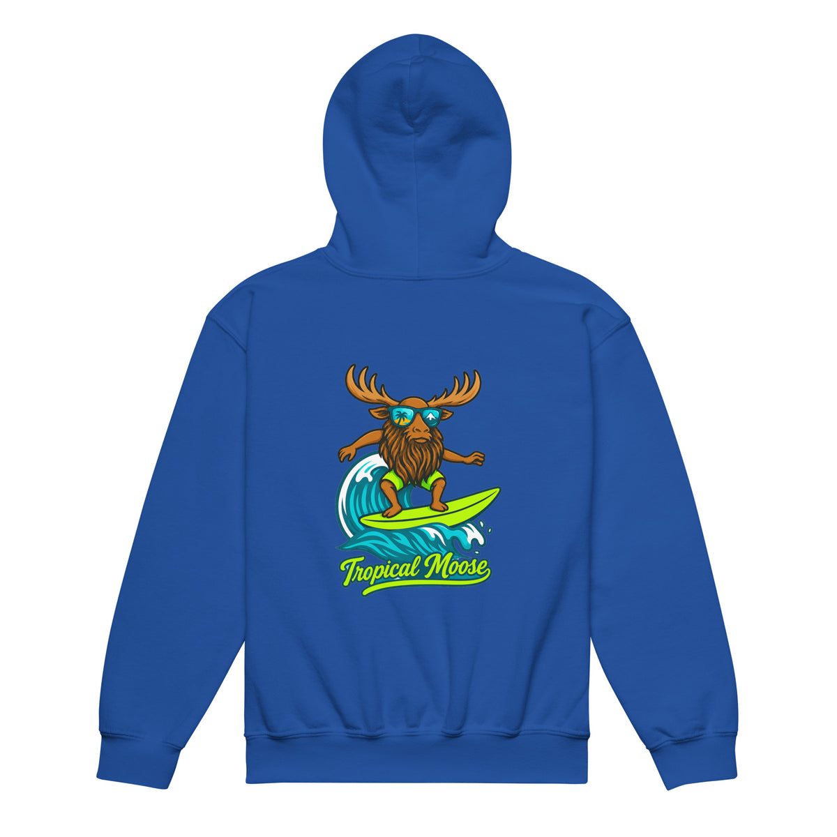 Mini Moose Kids Surf Hoodie in Royal Blue, back view