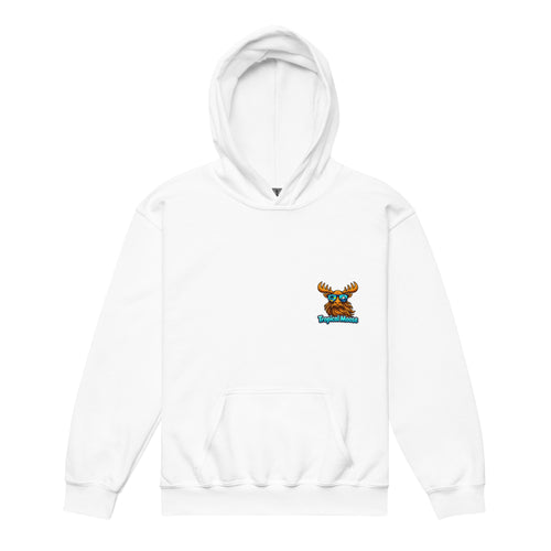 Mini Moose Kids Surf Hoodie in White, front view