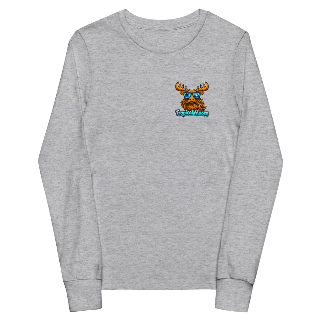 Mini Moose Kids Long Sleeve Tee in Athletic Heather, front view